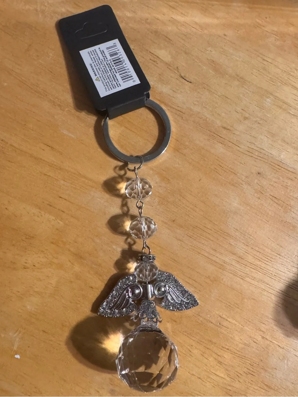Angel Silver Tone Rhinestone Acrylic Metal Keychain